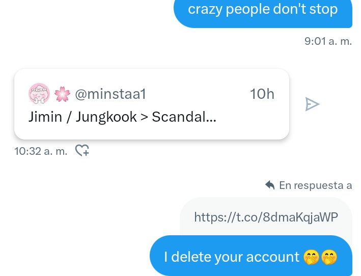 TomVillalba5's tweet photo. It makes me happy that this account that defamed Jk and wanted to involve him in scandals disappeared.
That supposed Sasaeng is missing, delete it..
but one less to damage it #protectjunkook #jungkook https://t.co/sKaOLLMJfT