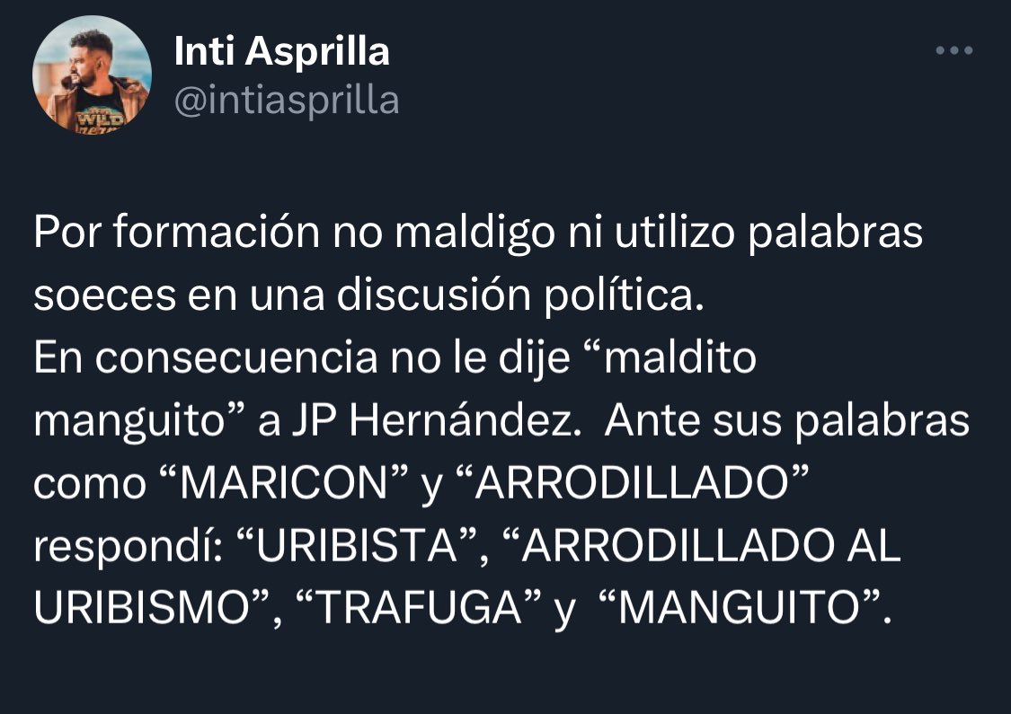 Al congresista drogadicto hijo de guerrillero, quien engaño a los vendedores ambulantes, pero que a demás de lejos ofende y luego sale corriendo llorando pidiendo ayuda <a href="/intiasprilla/">Inti Asprilla</a> 
todo el que no sea bandido no le sirve 
@jphernandezcol   ha demostrado su firmeza y una lucha