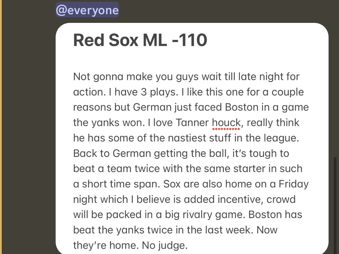 SGLDiamondPicks's tweet image. RED SOX ML 

JOIN OUR FREE CORD