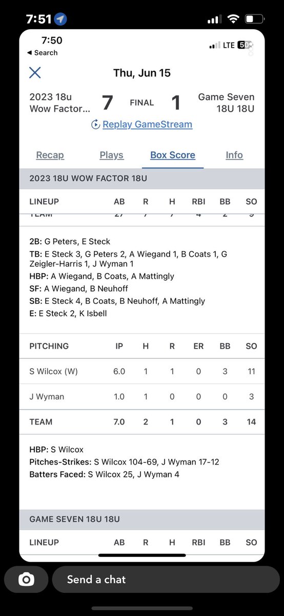 Wow Factor 18u vs. Game 7 18u yesterday. Offense and defense was great for Wow Factor! Final Score 7-1!
@WowFactor_IL #wowfactornation #AllglorytoGod