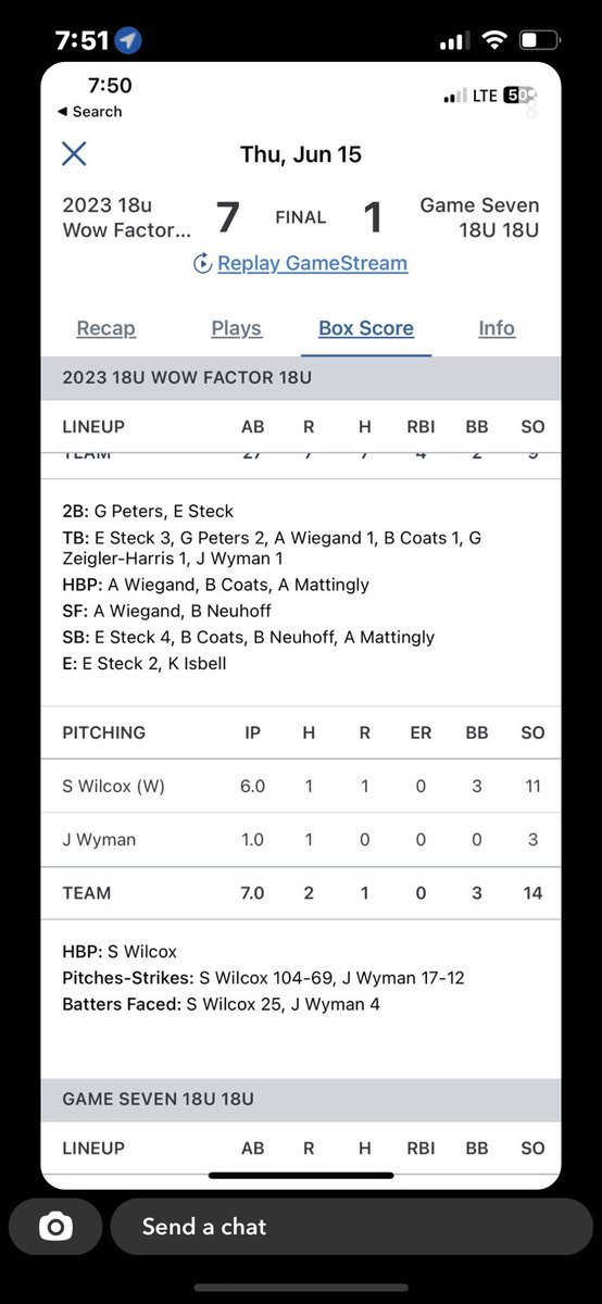 Slater (@slater_wilcox) on Twitter photo Wow Factor 18u vs. Game 7 18u yesterday. Offense and defense was great for Wow Factor! Final Score 7-1!
<a href="/WowFactor_IL/">Wow Factor Illinois</a> #wowfactornation #AllglorytoGod Wow Factor 18u vs. Game 7 18u yesterday. Offense and defense was great for Wow Factor! Final Score 7-1!
<a href="/WowFactor_IL/">Wow Factor Illinois</a> #wowfactornation #AllglorytoGod