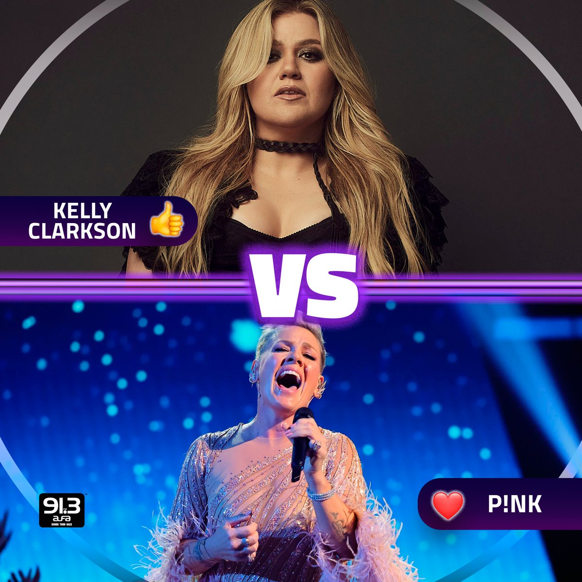 Duelo Girl Power 🌺 #KellyClarkson vs #Pink

#TeamKelly vs #TeamPink