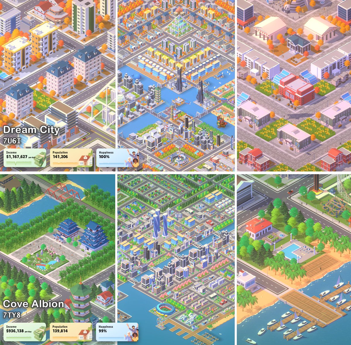 pocketcitygame's tweet photo. Winners of the first official Pocket City 2 city-building contest! These five cities will be immortalized as in-game cities in a future update 👏 https://t.co/zaNYVkzUns
#gaming #iosgames #androidgames #indiegame #mobilegames https://t.co/hGnX3bk5Wu