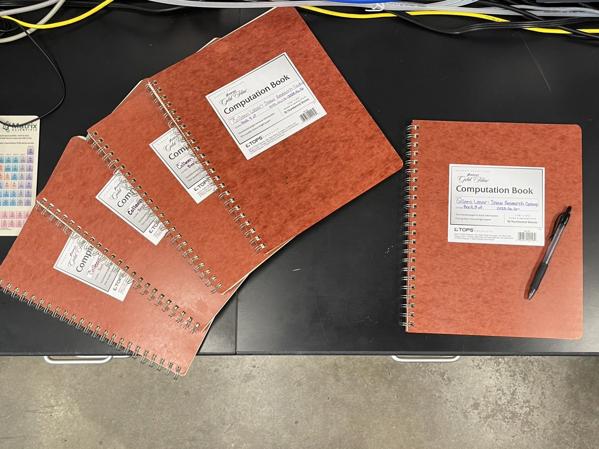 RamblingChemist's tweet photo. And just like that, I’m starting lab notebook #5 heading into what is hopefully my final year of #gradschool.
#somanyexperiments #somuchwritting
#11moremonths #chemgradstudent #chemistry #gradstudentlife #phdlife https://t.co/l5RdIyo237