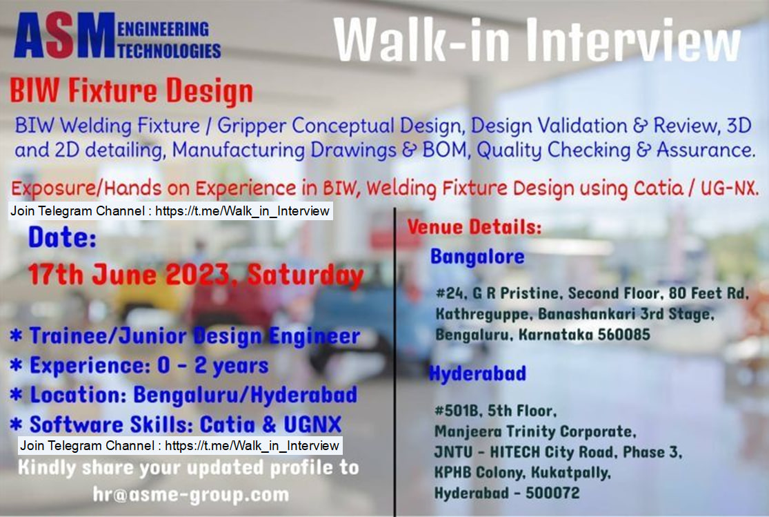 walkin_jobs's tweet photo. Walk-in interviews will be held on #June 3rd, 4th, and 5th - [ 3 / 14 ]

Telegram Channel : https://t.co/OE9GqW0eXi

#walkininterview #careers #வேலைவாய்ப்பு #jobsearch #jobseekers #jobs_careers #walkin_jobs #india #freshers #Walkindrive #Walkin #interview #careeropportunities https://t.co/1qE67eQdPz