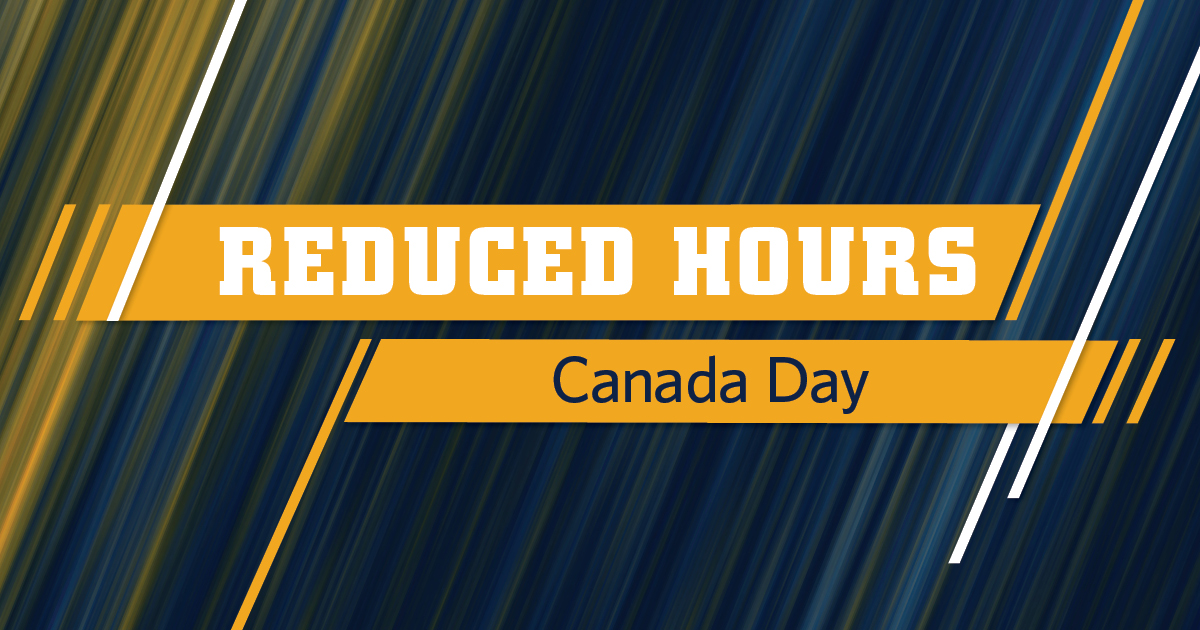UBC Recreation’s Sports Facilities will have adjusted hours on Saturday, July 1 for Canada Day and Monday, July 3 for Canada Day observed.

For the full list of facility hours, visit: bit.ly/3X89coa