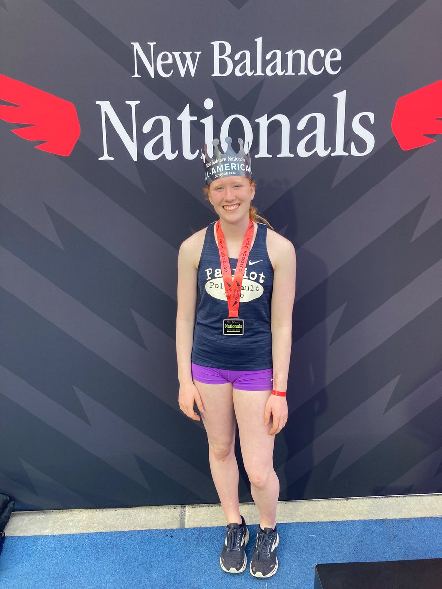 _CoachWilson's tweet image. With a clearance of 12’5.5, Melinda ties for 4th at New Balance Nationals. She is an ALL-AMERICAN! What a finish to her senior season! @WestboroRangers