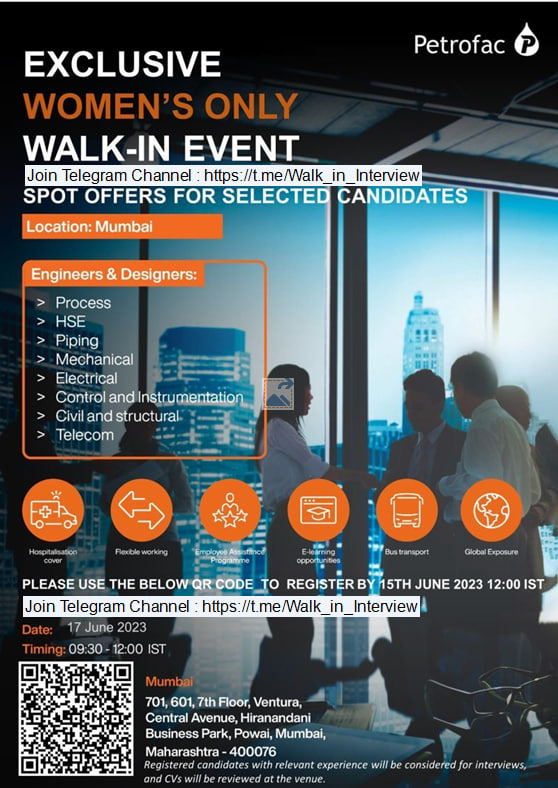 walkin_jobs's tweet photo. Walk-in interviews will be held on #June 3rd, 4th, and 5th - [ 7 / 14 ]

Telegram Channel : https://t.co/OE9GqW0eXi

#walkininterview #careers #வேலைவாய்ப்பு #jobsearch #jobseekers #jobs_careers #walkin_jobs #india #freshers #Walkindrive #Walkin #interview #careeropportunities https://t.co/FWISMtwDhK