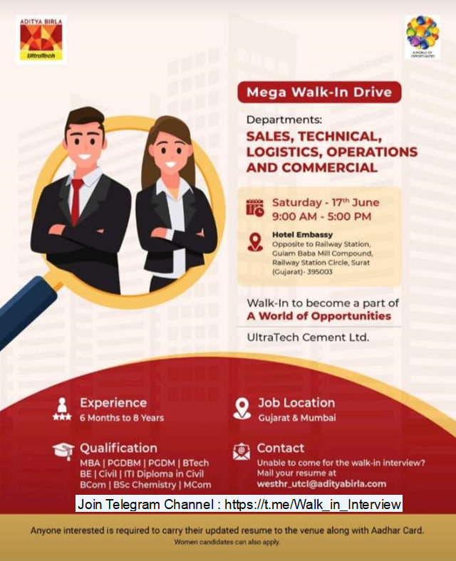 walkin_jobs's tweet photo. Walk-in interviews will be held on #June 3rd, 4th, and 5th - [ 2/3 ]

Telegram Channel : https://t.co/OE9GqW0eXi

#walkininterview #careers #வேலைவாய்ப்பு #jobsearch #jobseekers #jobs_careers #walkin_jobs #india #freshers #Walkindrive #Walkin #interview #careeropportunities https://t.co/3stc1CtU1f