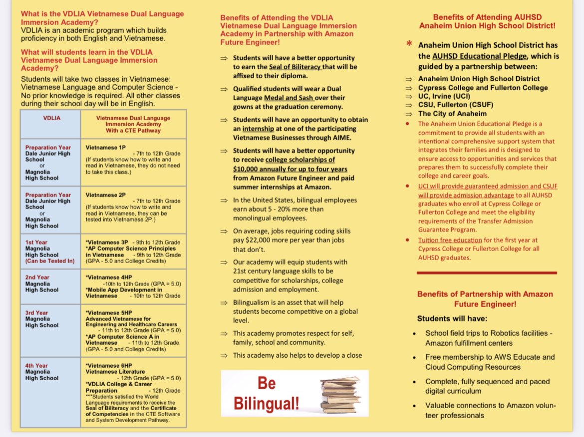 Please RR…

Did u know @AnaheimUHSD hosts 1st secondary Viet Dual Lang Immersion prog n U.S. @hs_magnolia? Did u know u can trans from any school or DO to attd the prog, as it is only HS that offers it. #UnlimitedYou #EdBranding  

acrobat.adobe.com/link/review?ur…