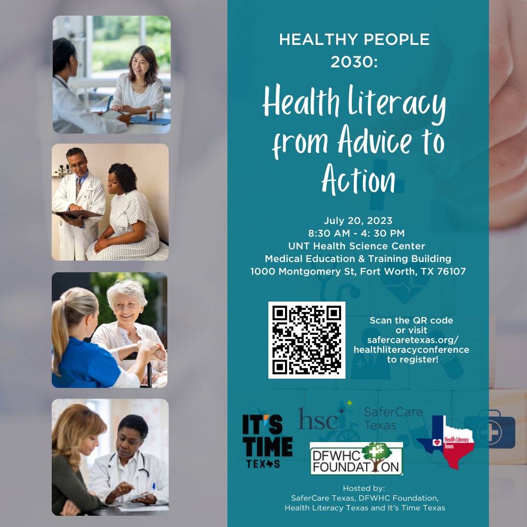 Registration is now open!! ✨
The conference will feature various speakers that will discuss topics such as the opioid epidemic, financial literacy, advocacy and maternal health. 
Scan the QR code or visit 
safercaretexas.org/health-literac…  to register! ✨ 
#healthliteracy #patientsafety