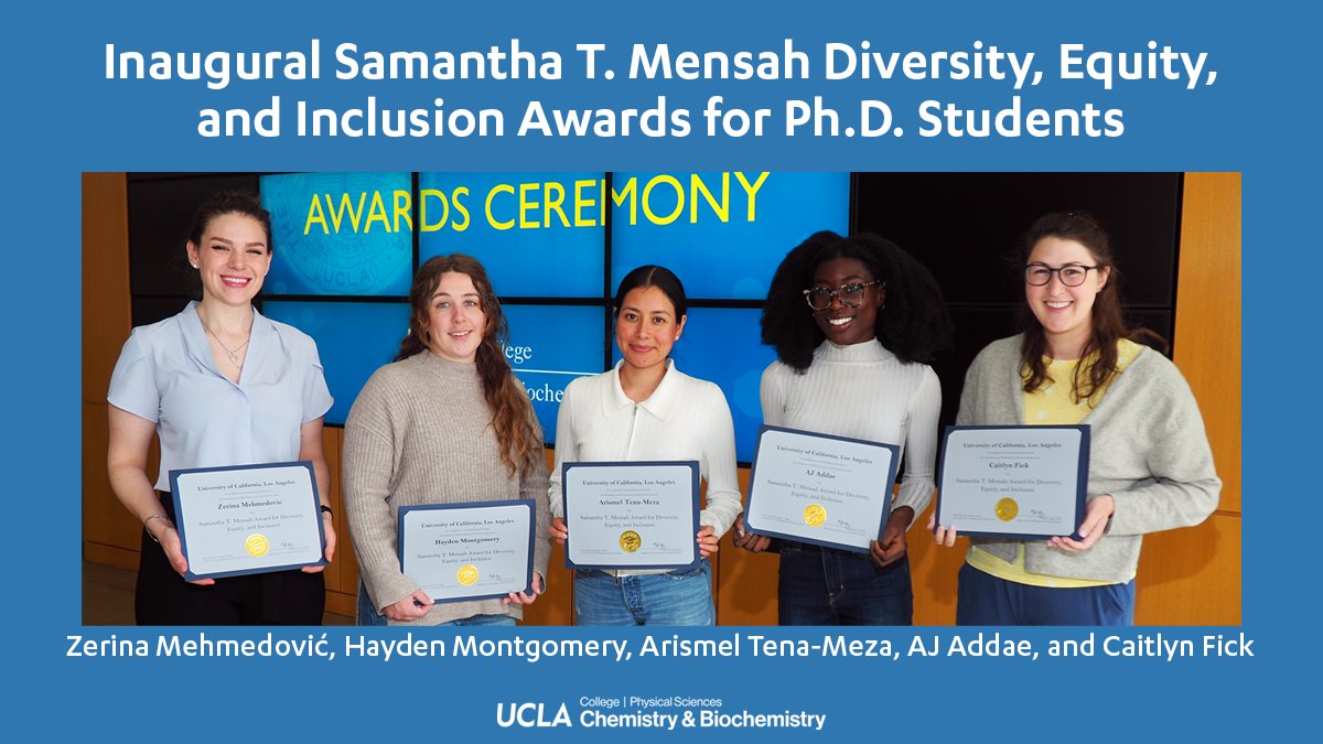 UCLA Chem & Biochem (@uclachem) on Twitter photo At commencement, Dr. Samantha T. Mensah will receive her PhD degree posthumously. Her family will accept the degree on her behalf. In addition, we have established the Samantha T. Mensah Diversity, Equity, and Inclusion Awards for PhD students bit.ly/MensahAwards <a href="/uclaphyssci/">Physical Sciences UCLA</a> At commencement, Dr. Samantha T. Mensah will receive her PhD degree posthumously. Her family will accept the degree on her behalf. In addition, we have established the Samantha T. Mensah Diversity, Equity, and Inclusion Awards for PhD students bit.ly/MensahAwards <a href="/uclaphyssci/">Physical Sciences UCLA</a>