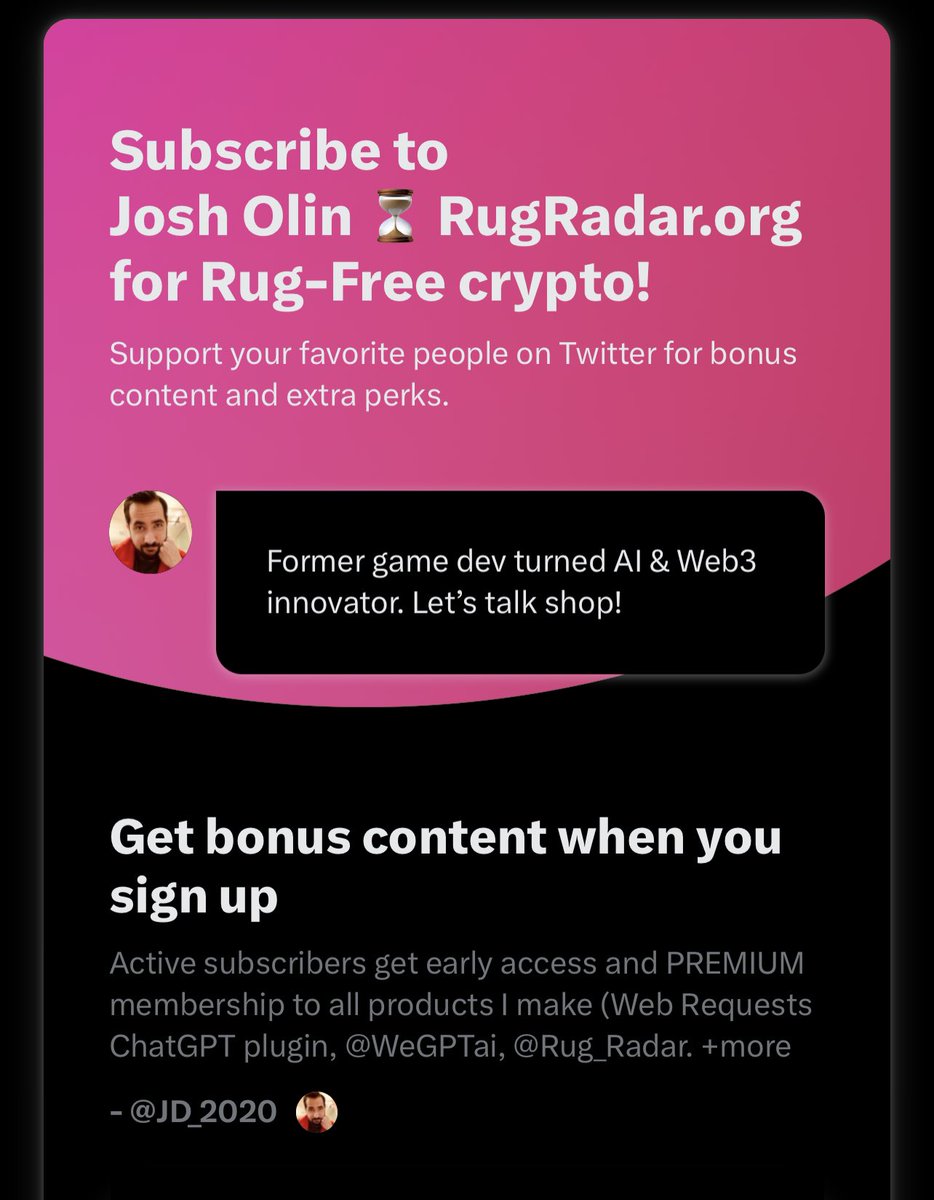 JD_2020's tweet image. #WebRequests Pro….

Will render JavaScript sites 🤳
Prompts Backend API GPT models 🤳
Has memory / browser history 🤳

And yes, Pro features will not be free. By far, the best bang for your buck is the subscribe to MY TWITTER. My subs will get all features included, no limits.