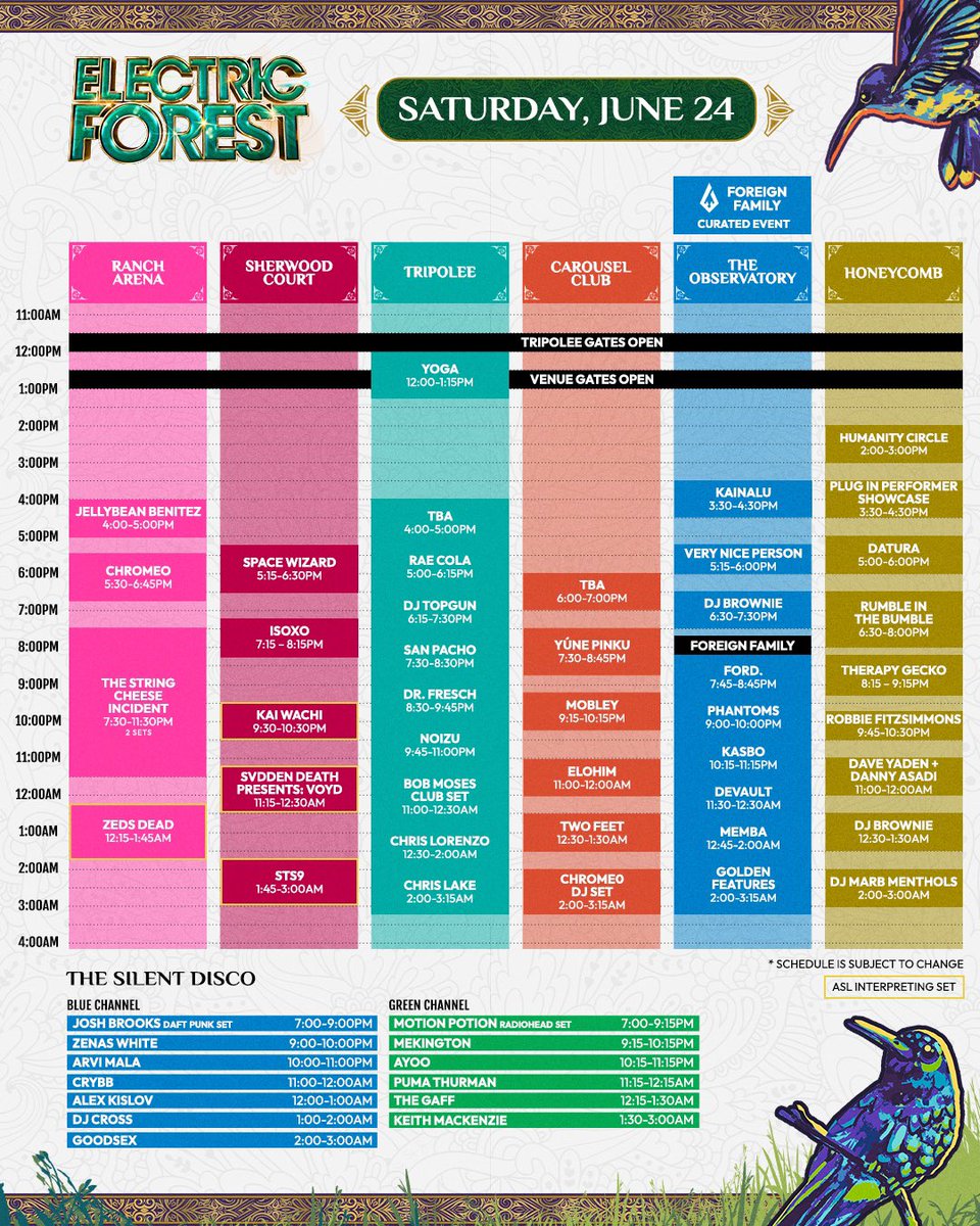 Electric Forest schedule