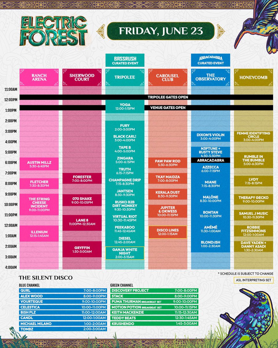 Electric Forest schedule