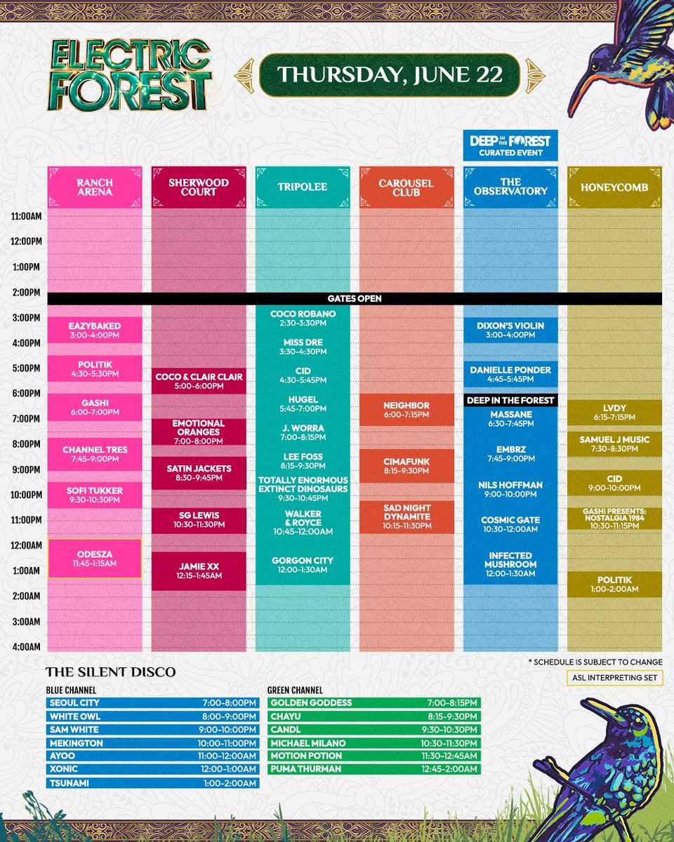 Electric Forest schedule