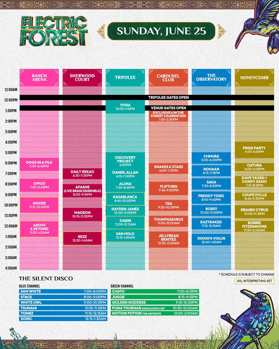 Electric Forest schedule