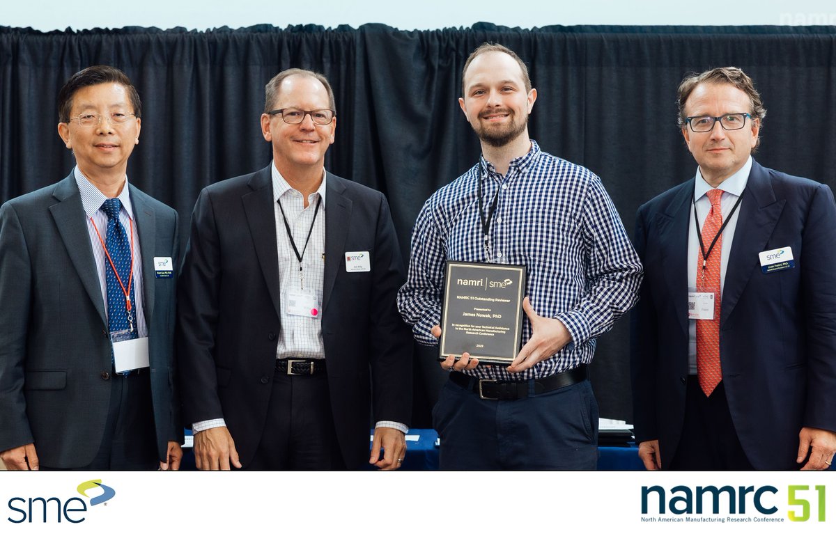 SME_MFG's tweet photo. Congratulations to the winners of the #NAMRC51 Outstanding Paper Awards, publications recognized for the engineering value and industrial relevance. The Scientific Committee also recognized those who went above and beyond in reviewing submitted papers. https://t.co/5SDwRKYoEG https://t.co/kG4Jbp2RRY