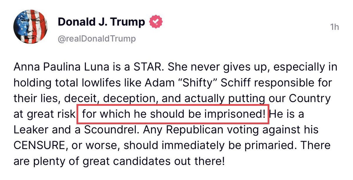 I agree 100% with President Trump…

Adam Schiff should be imprisoned!