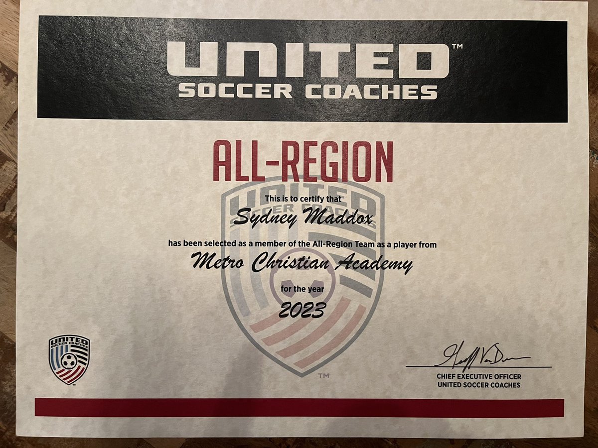 Sydney Maddox (@_sydneymaddox) on Twitter photo I was honored to be selected to the central all region team for high school soccer. I will forever cherish my memories playing high school soccer <a href="/mcapatriots/">Metro Christian Athletics</a> !! I was honored to be selected to the central all region team for high school soccer. I will forever cherish my memories playing high school soccer <a href="/mcapatriots/">Metro Christian Athletics</a> !!