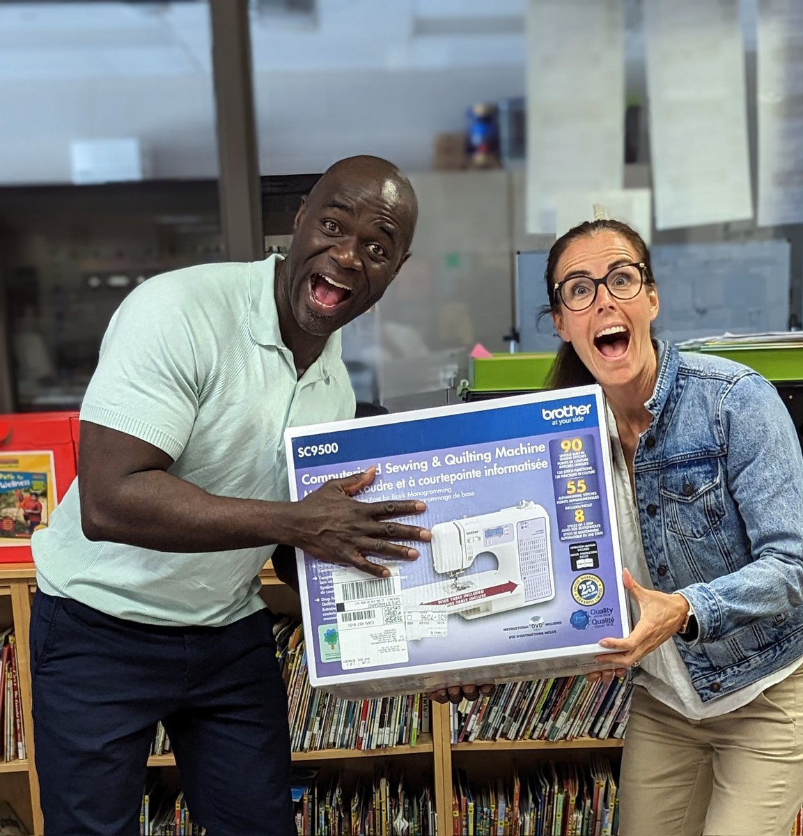 OriginalRoland's tweet photo. Spreading the love of sewing with a machine donation to our friends at @WPSwolves. We loved working with your incredible students.🤗  #SewingStudioClasses @DDSBSchools https://t.co/4U1SFBv2rS