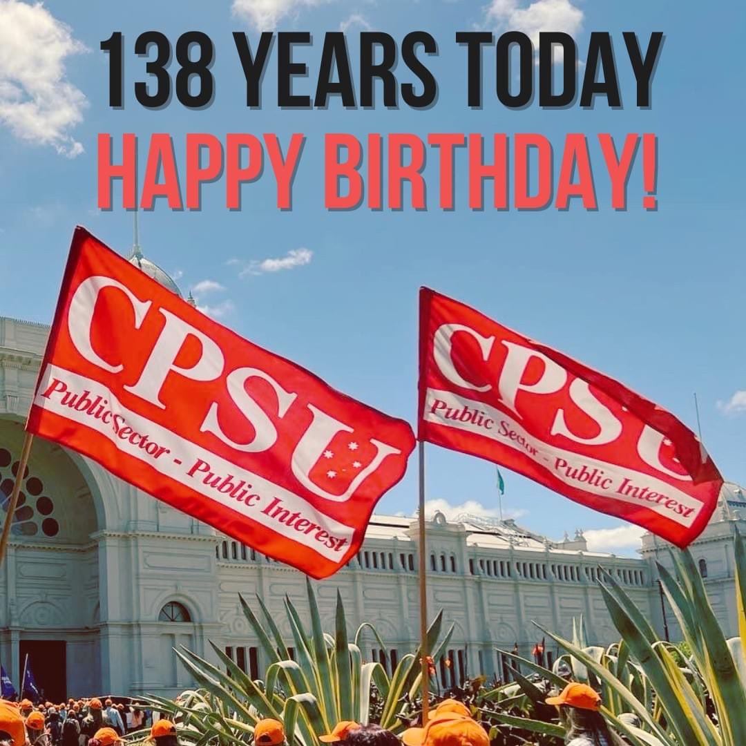 Happy 138th Birthday! 

On this day in 1885 over 1,000 civil servants gathered together at the Athanaeum Theatre and our union - VPSA - was established 

Thanks to our members, we can continue to improve pay and work conditions for all. 

#springst @VicUnions @unionsaustralia