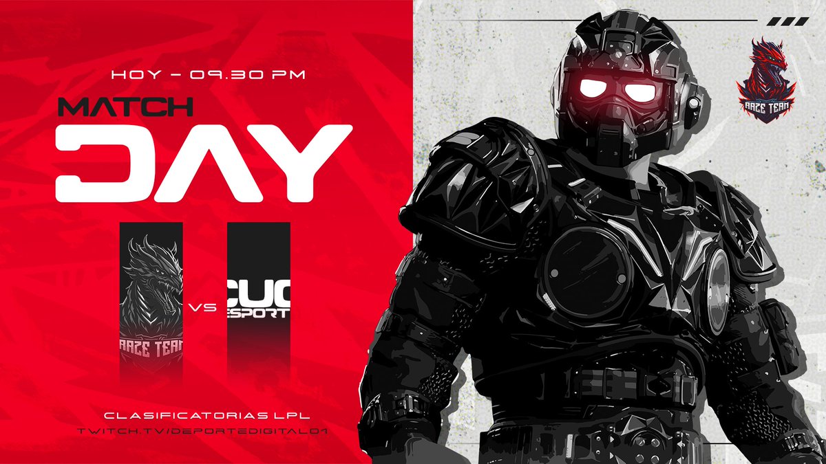 🔴⚪️ ¡¡Buenas buenas gente!! 
Hoy tenemos una cita en <a href="/DeporteDigitalH/">Deporte Digital 01</a> 
Nuestro roster #DELTA luchará por llevarse una victoria más en LPL, en contra de #CUCHITRIL 
¡Esperamos su apoyo! 

<a href="/Monse_Fv8/">Legendzita 🏳️‍🌈</a> 
@mar64939967 
@J9JECCO
@WiZarDGG5 
@Cristian1802k2 

#GoRaze