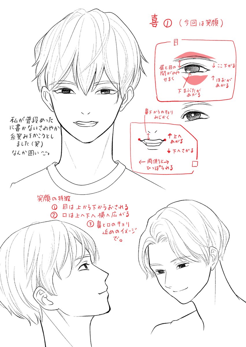 理屈で描く表情　「喜」描き方気づき①
#anten作画練習 https://t.co/GArvVAaOnD