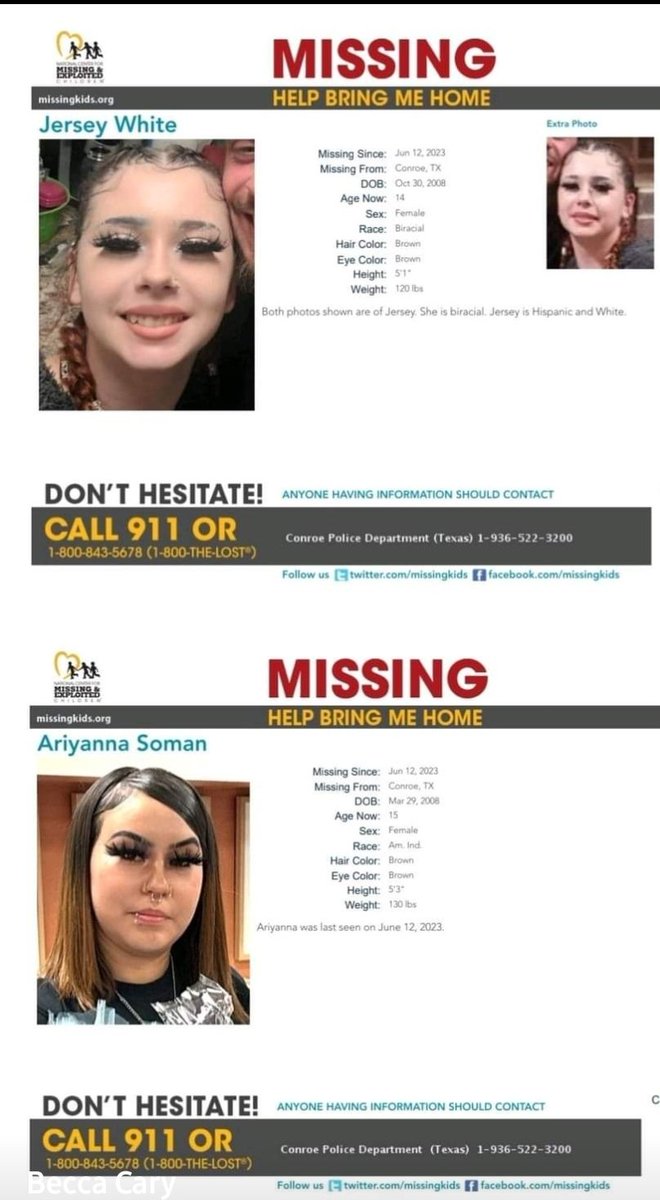 2 different missing girls #BOLO
#Missing #missingchild #MissingPerson  #missingkid #missingteen #saveourchildren #savethechildren #protectthechildren #ProtectTheKids #ProtectTheChildren #Texas #conroetx