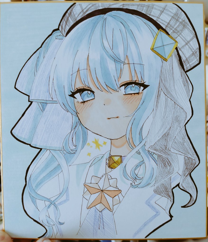 星街すいせい 「知り合いに頼まれて描いたやつ コピックの色が全然足りないので色鉛筆で誤魔化し」|もこた。✏️のイラスト