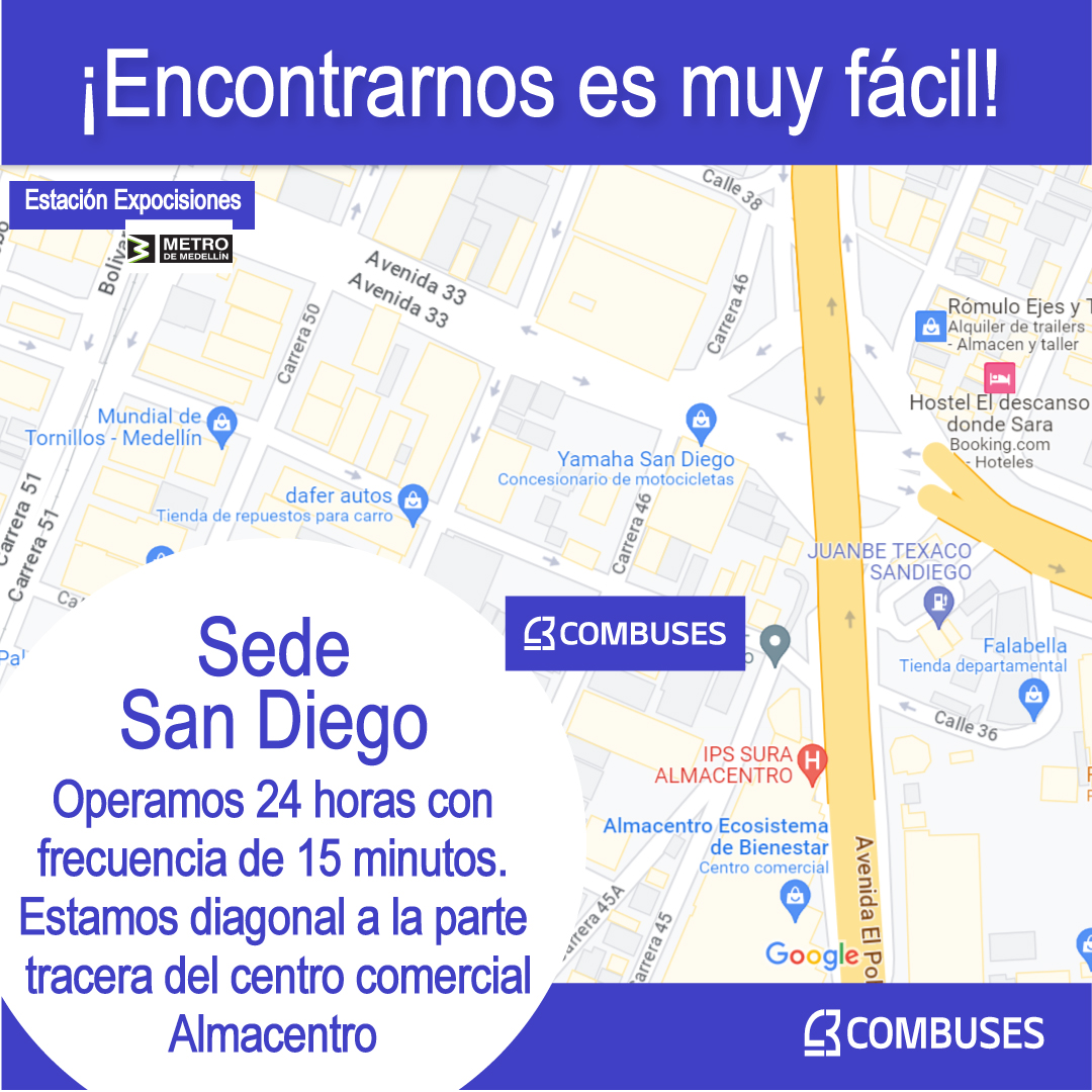 Combuses_aero's tweet photo. Encontrar nuestras sedes es muy fácil. Ten en cuenta que cubrimos el norte y el sur de la ciudad para mayor cobertura.
#combuses #transportepublico #medellín #aeropuertojosemariacordova https://t.co/WVduEvDiAm