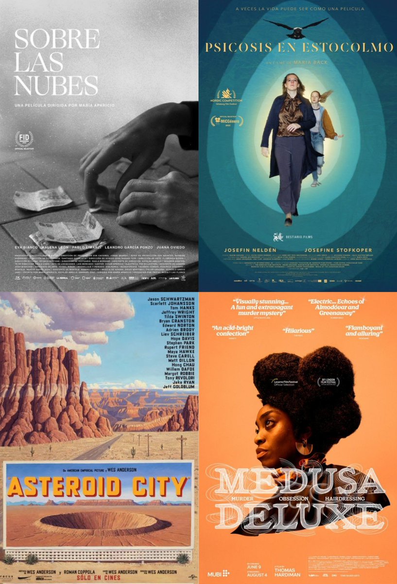 🎬 Estrenos en Cineteca Nacional
🗓 Viernes 16 de junio

#SobreLasNubes
#PsicosisEnEstocolmo
#AsteroidCity 
#MedusaDeluxe

Clásicos: Hermanos Coen
FICUNAM: Cine de Marguerite Duras
FICUNAM / Cine Japonés Kinuyo Tanaka
Uruguay: A 50 Años del Golpe

➡️ cinetecanacional.net