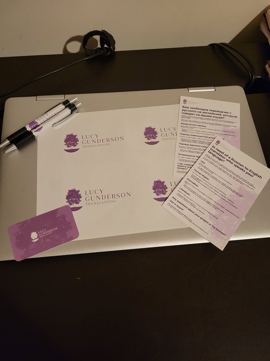 New marketing materials just arrived! Business cards, postcards, pens, and stickers! #xl8