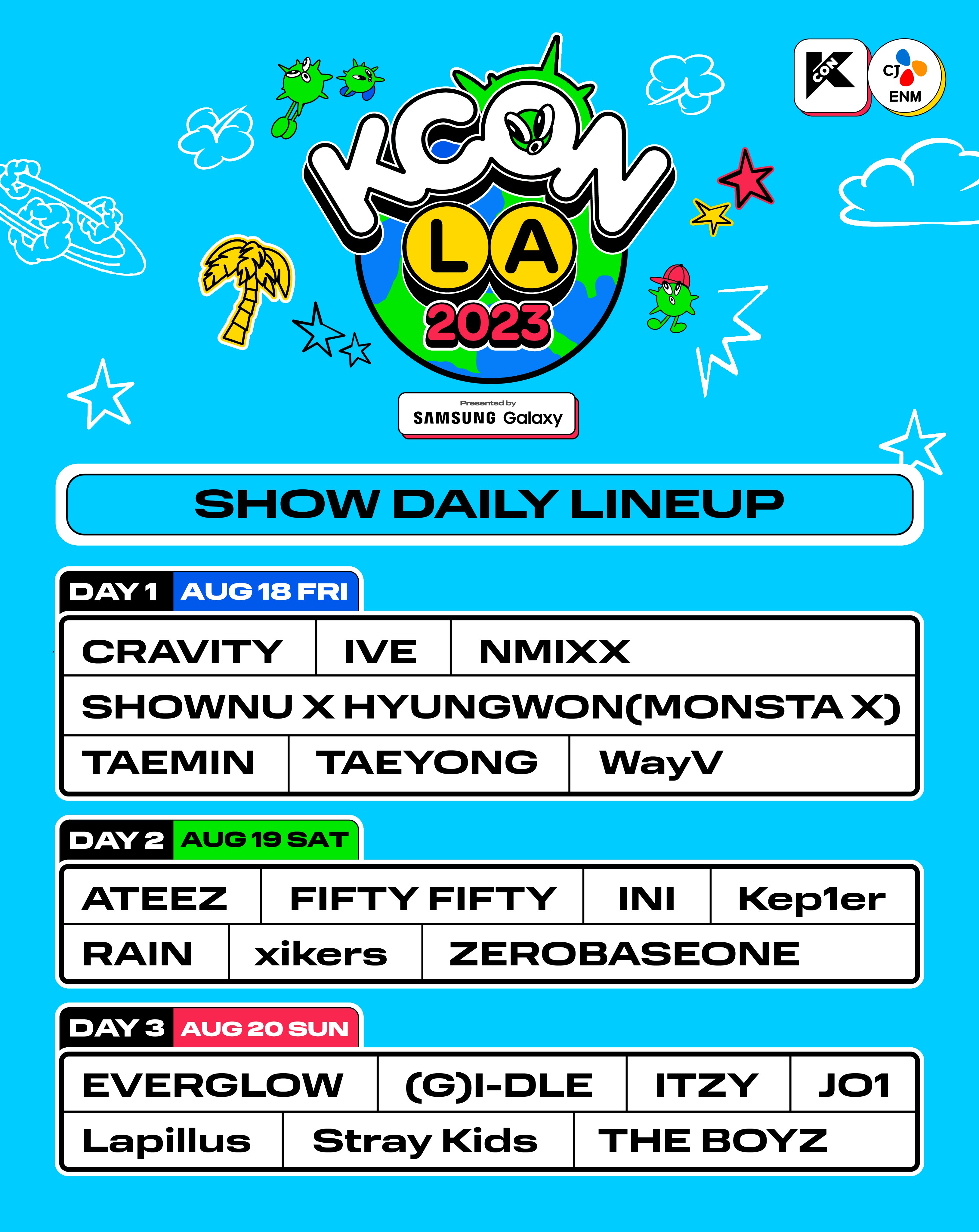 KCONUSA on X: [#KCONLA2023] Check out the Additional SHOW TICKETS  schedule! 🎫 Ticket Open: JULY 17 (MON) 12PM (PDT)  🔗 🎈8.18.~8.20. Let's #KCON!   / X