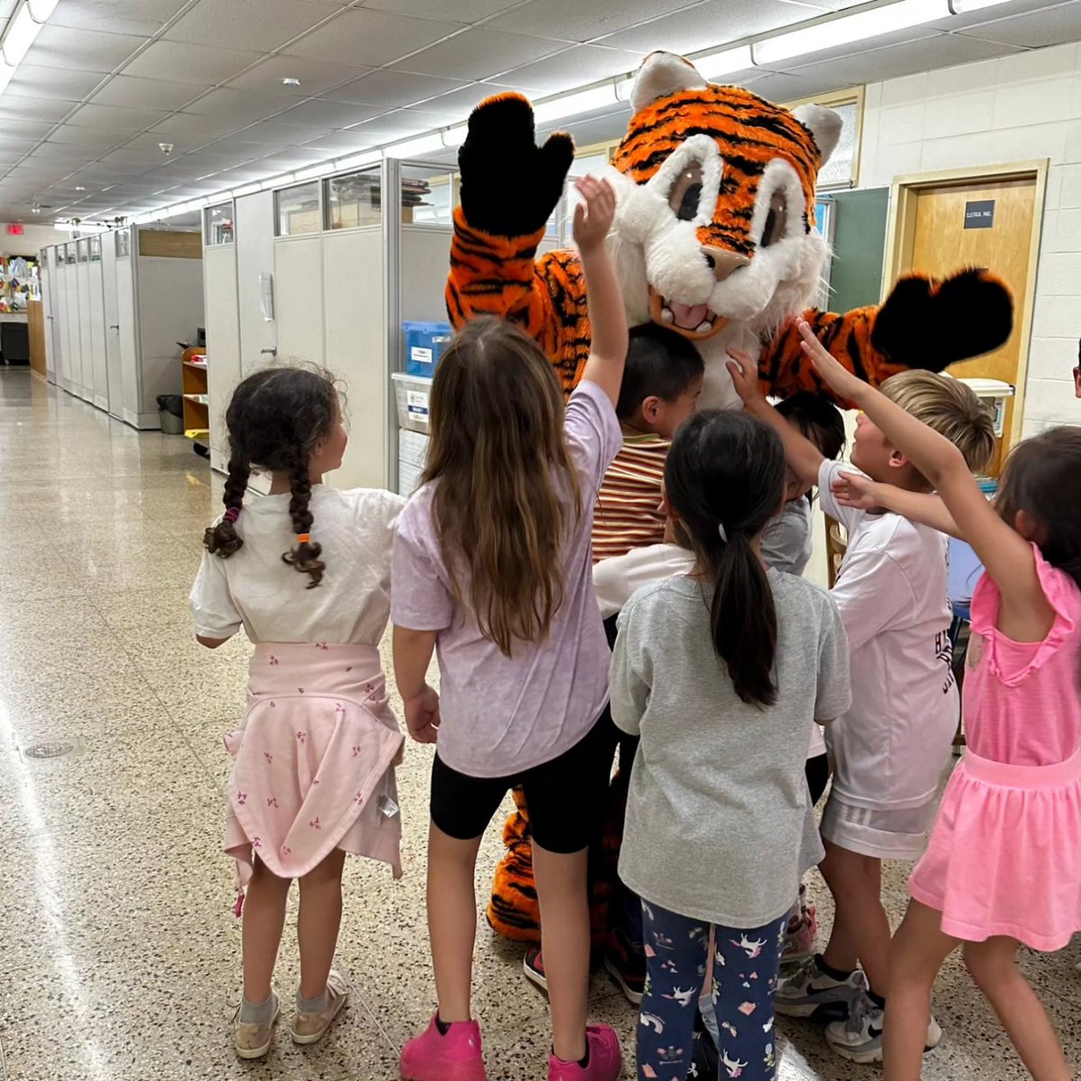 Travell students had a surprise visitor today! The Travell Tiger! #TeamRidgewood #MaroonPride