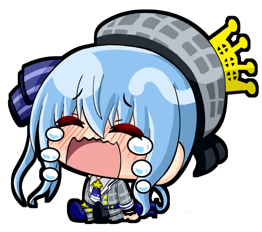 hoshimachi suisei 1girl chibi crying solo blue hair hat tears  illustration images