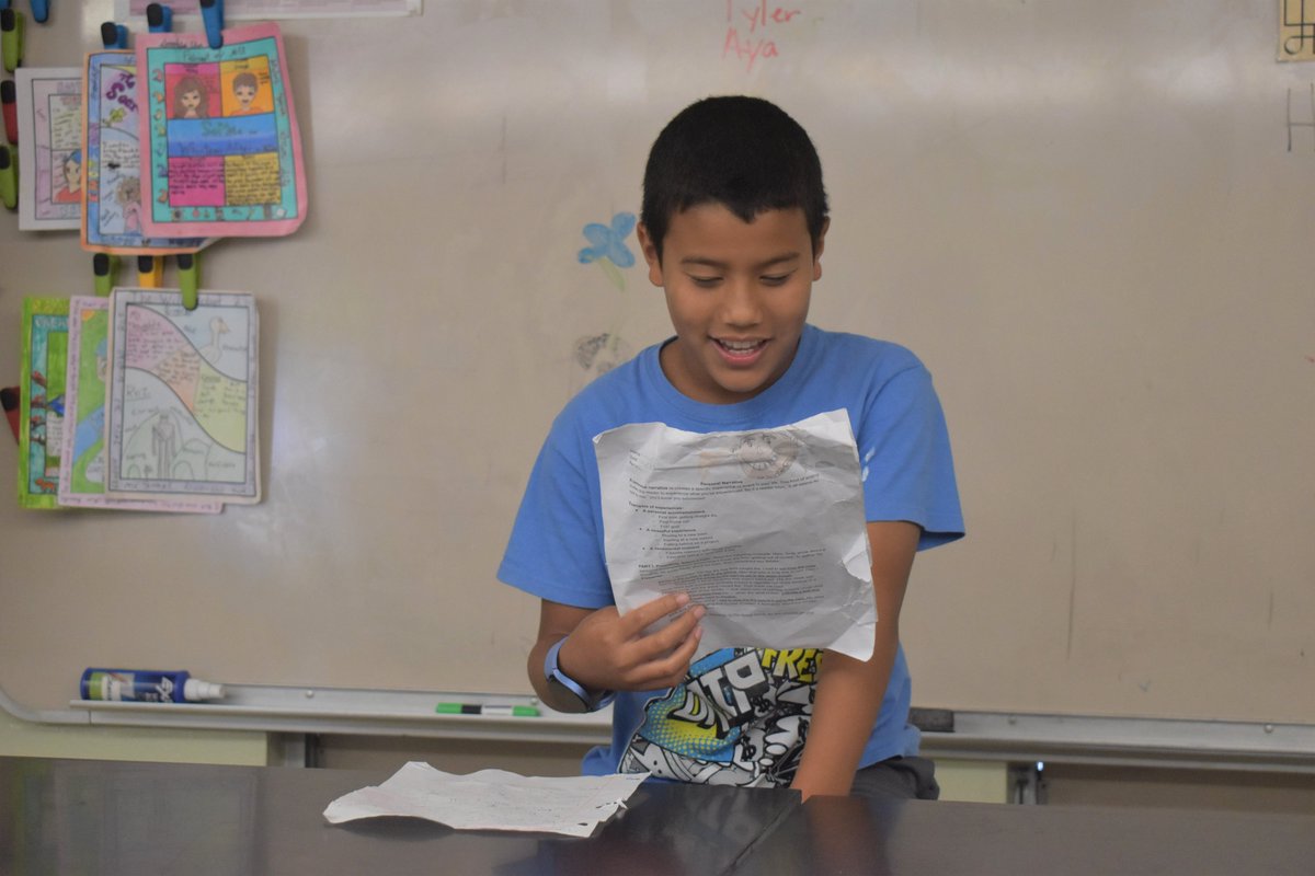 HMSDolphinsNow's tweet image. #6thGrader students read their #PersonalNarrative to their language arts class. Their pieces were descriptive and very entertaining.