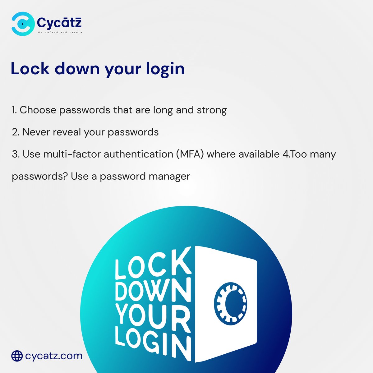 #CyCatz #cybersecurity Lock down your login

 #darkwebmonitoring #SurfaceWebMonitoring #mobilesecurity #emailsecurity #vendorriskmanagement #BrandMonitoring #cyber #security