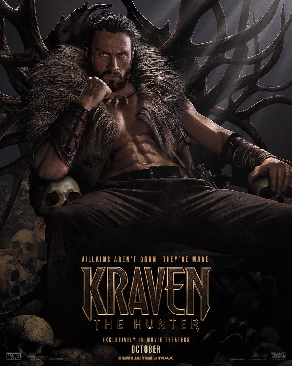 Villains aren’t born. They’re made. Aaron Taylor-Johnson is #KravenTheHunter – exclusively in movie theaters October.