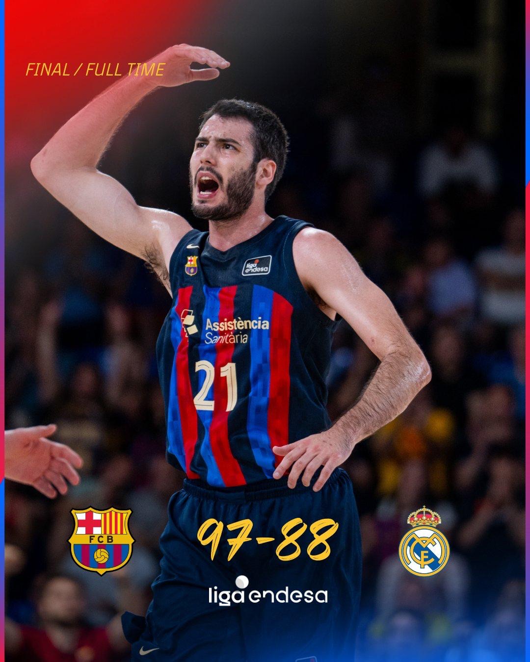 Barça Universal в X „Barcelona have won the first leg of the basketball final against Real Madrid earlier today