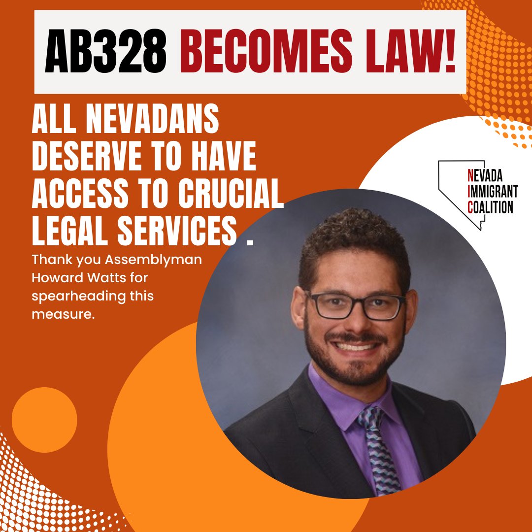 NVImmigrants's tweet photo. #AB328, providing continued funding to the Thomas & Mack Clinics, has passed! Thank you @HowardWattsNV and @GovLombardoNV for ensuring that Nevadans can continue to get the legal representation they need and deserve, and for helping to protect some of our most vulnerable #NVLeg https://t.co/MuXiLr4SkZ