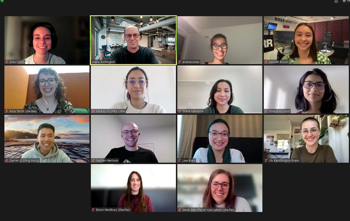 Just had a wonderful chat with the #20phds20mins Group 8 (part 2) that will be on <a href="/3RRRFM/">3rrrfm</a> with me tomorrow morning (almost all of them). 
Awesome bunch! Also thanks to <a href="/FincoGraci/">Graci Finco, PhD, CPO</a> for recalling her experience. 
Join us 11am AEST tomorrow on 102.7FM rrr.org.au