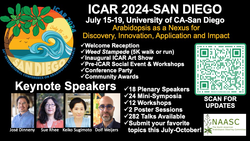 To keep updated as the ICAR 2024 program is developed 👏🏼including to submit a mini-symposium proposal👏🏼 join the Arabidopsis Community group! 
We'll announce the mini-symposium call in the next couple weeks w/a deadline of ~October. Please RT!🌱 forms.gle/Ndn4TRJVe7GmrQ…