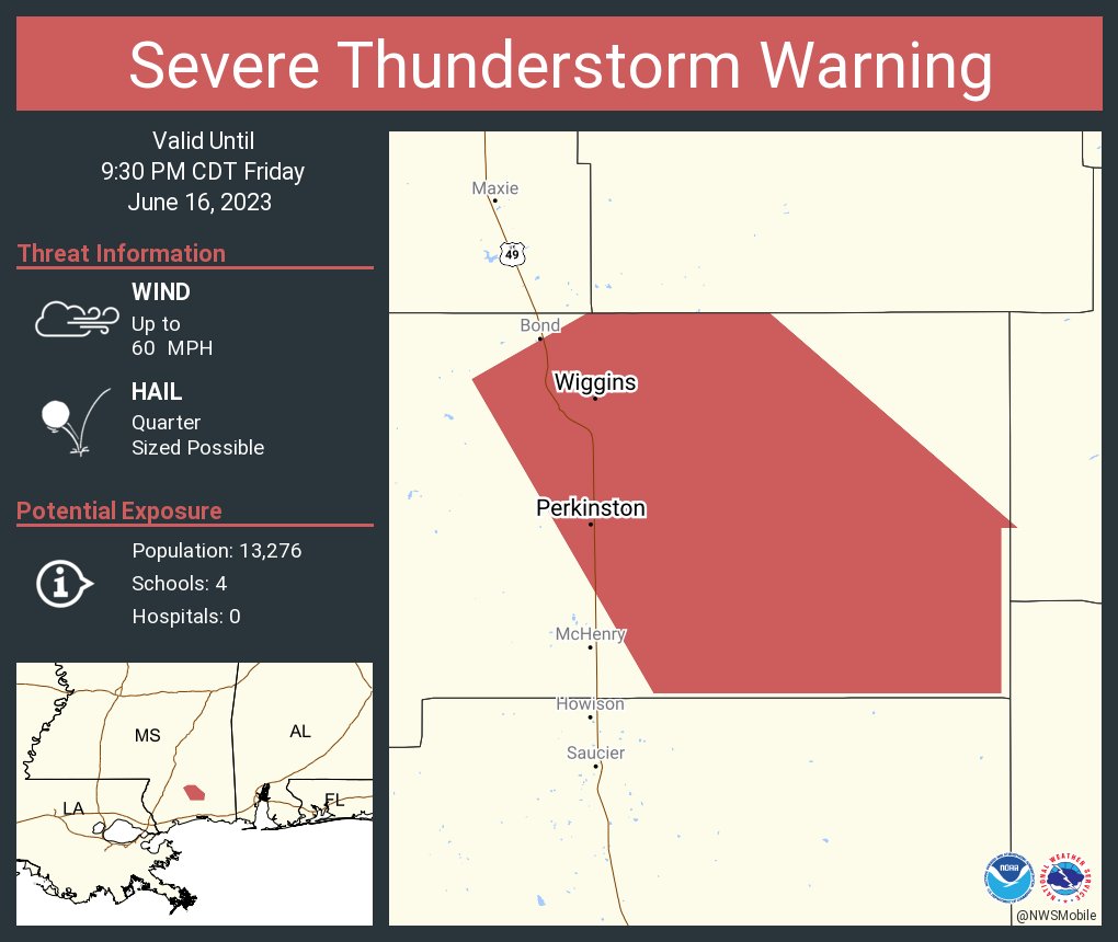 NWS Mobile on Twitter "Severe Thunderstorm Warning including Wiggins