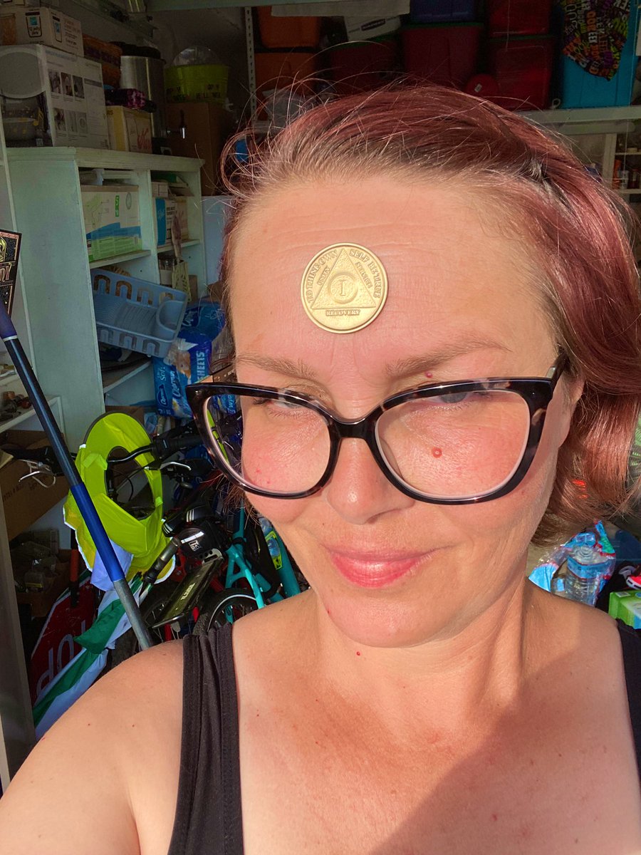 Tomorrow is one year . I got my chip in the mail from my online meeting that I attend regularly #sober #RecoveryPosse  charging my chip with the sun to help me along my journey . #hippydippy #leo