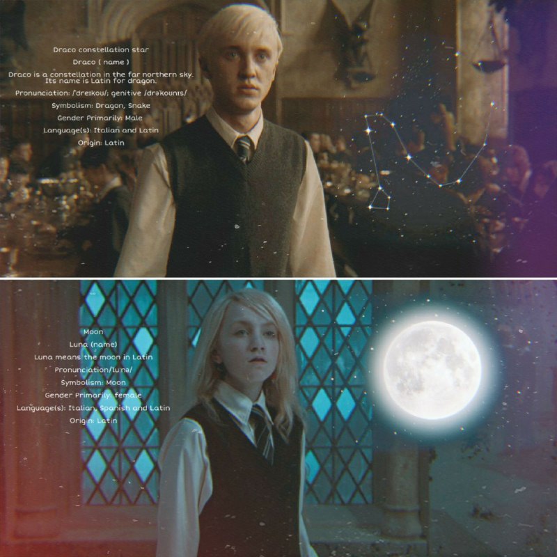 fyodorfedya's tweet photo. I will write the meanings of their names
They were named after a star and a moon as usual 🌌
I love their names 🤍
It will take few threads from here
Their names are special

#dracomalfoy #lunalovegood #druna #dracoandluna #dracoxluna #harrypotter https://t.co/4hUQ481C0i