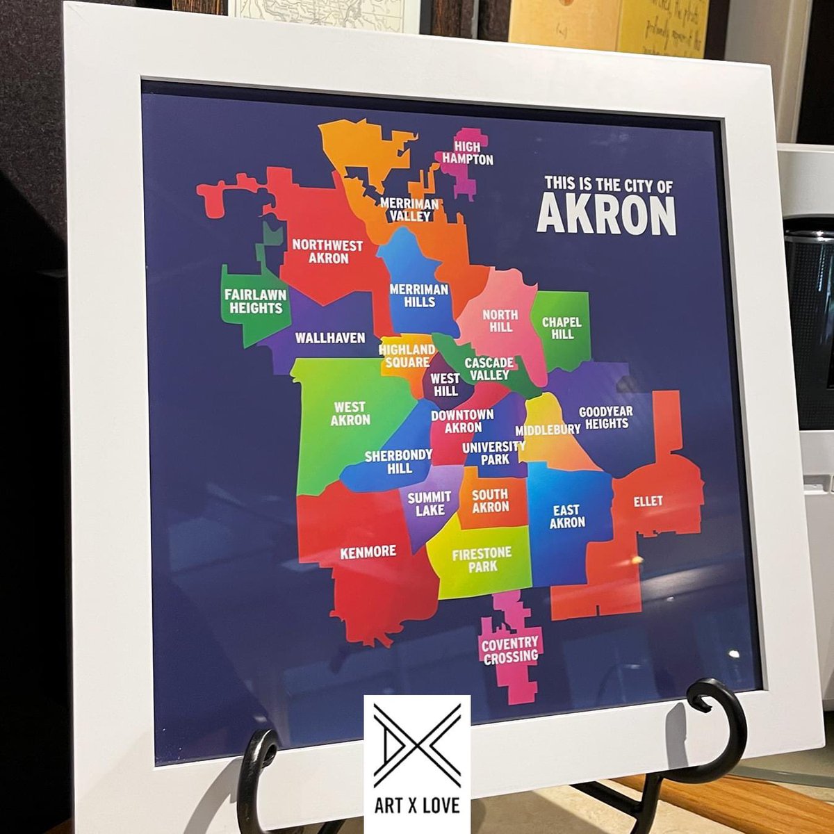 #heyakron - Why not a vibrant map of our city’s neighborhoods? We just made these limited edition deep matte velvet prints available at artxlove.com - $40 
🌈❤️✨
#artxlove #akronoh #whynotakron #akrongift #akron #creativeagency #makeartwork #thisisakron #akronpride