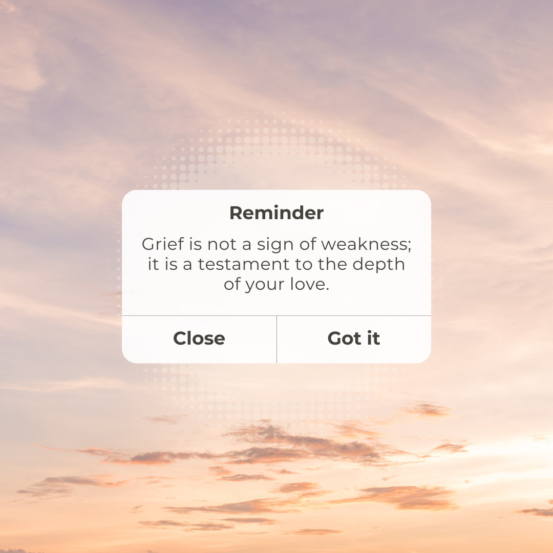 Today’s reminder: Grief is not a sign of weakness; it is a testament to the depth of your love. Don’t stifle it or be ashamed to express it. 

#Grief #GriefSupport #DailyReminder #BereavementSupport #HealingInGrief #GriefAwareness