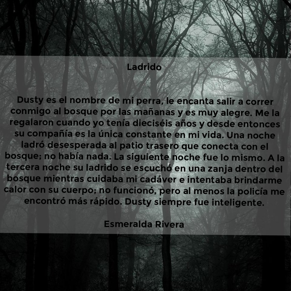 SemillasUACM's tweet photo. El talento de esta semana es un microcuento titulado "Ladrido" de la autora Esmeralda Rivera de la Carrera de Creación Literaria. #UACM #CDMX2023 #Escritores #Cultura #Arte #TalentoSemilla https://t.co/cak08VIL1d