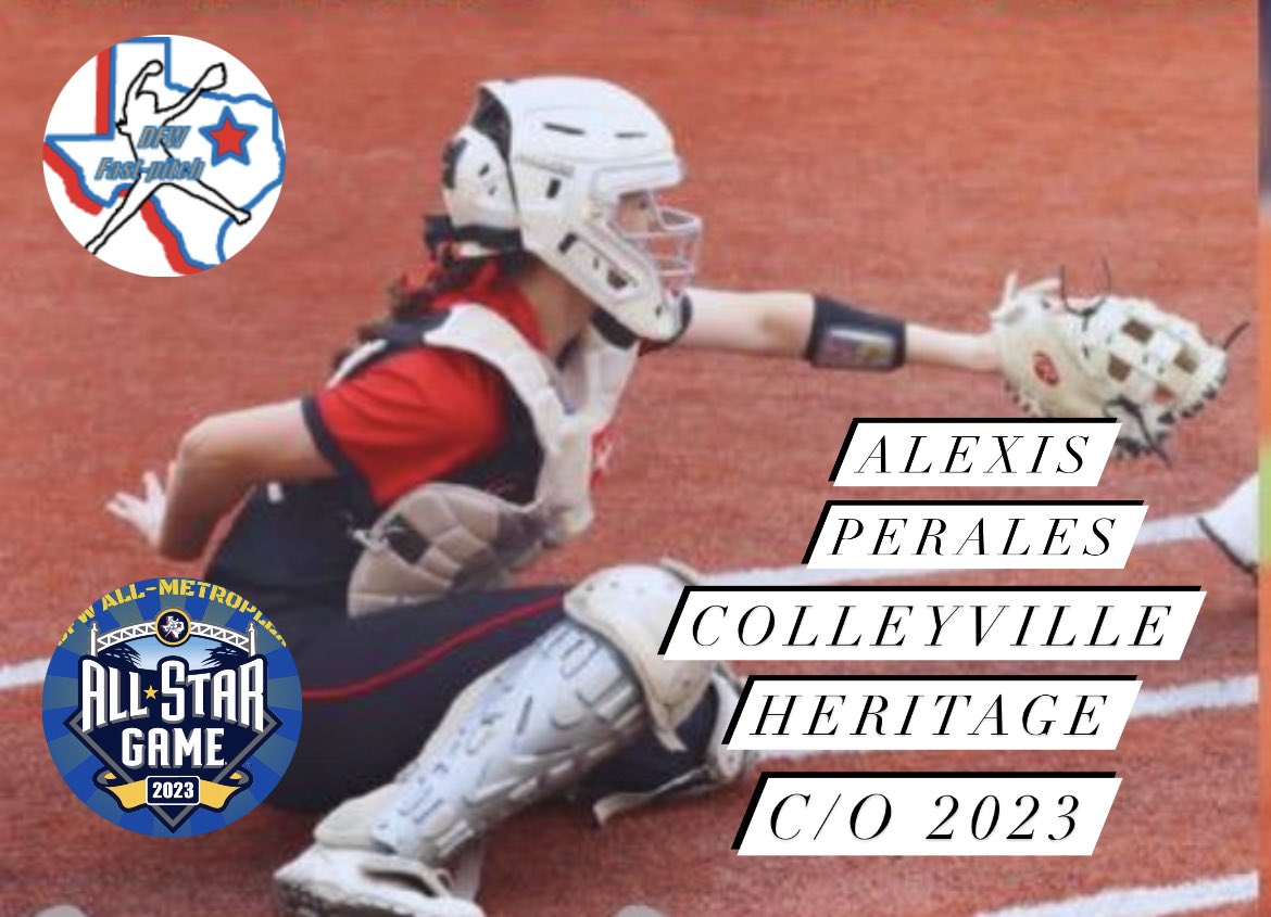 2023 <a href="/DFWfastpitch/">DFW Fastpitch</a> 2nd team All Star - <a href="/AlexisPerales23/">Alexis Perales</a> (Class of 2023, Colleyville Heritage, HC Allison Conaway)

Headed to Missouri State
7-5A Defensive MVP
0.432 BA
54 hits
44 RBI

She helped the Panthers to their first state tournament berth in 25 years

Congrats Alexis!